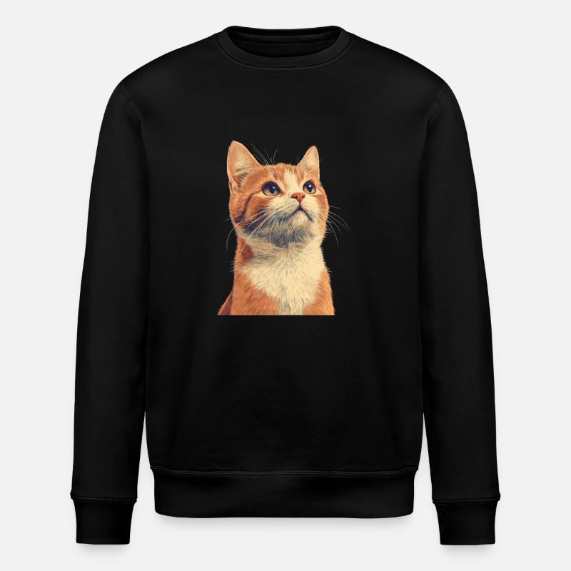 Süße Ingwerkatze - Stanley/Stella Unisex Bio-Sweatshirt ROLLER - Schwarz