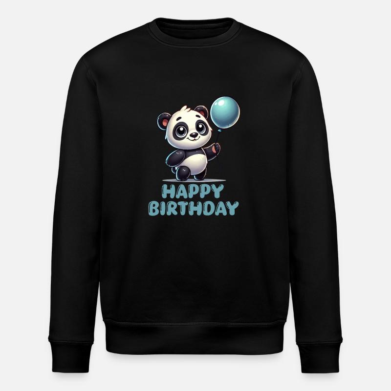 panda comic ballon birthday - Stanley/Stella Unisex Bio-Sweatshirt ROLLER - Schwarz