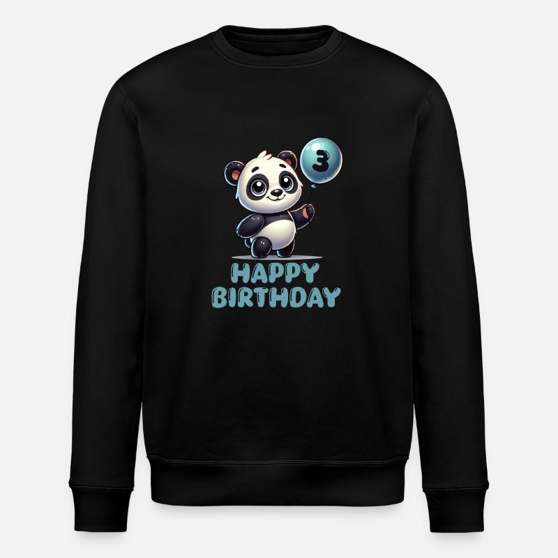 Panda Comic Balloon Birthday 3 - Stanley/Stella ROLLER Unisex Organic Sweatshirt - black