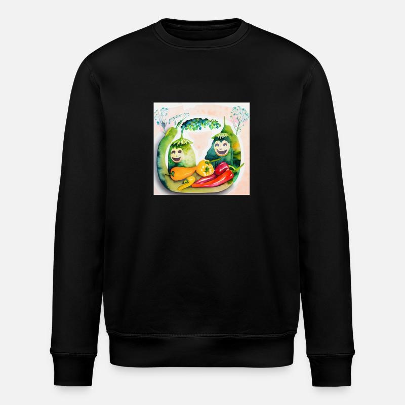 Cheerful vegetables - Stanley/Stella ROLLER Unisex Organic Sweatshirt - black