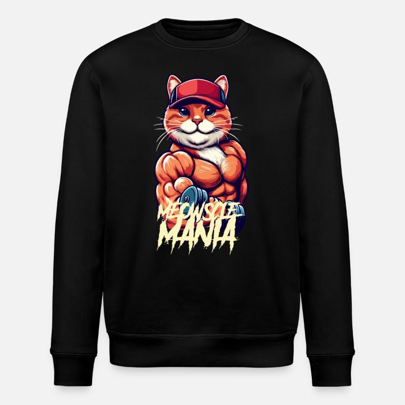 Meowscle Mania - Stanley/Stella ROLLER Unisex Organic Sweatshirt - black