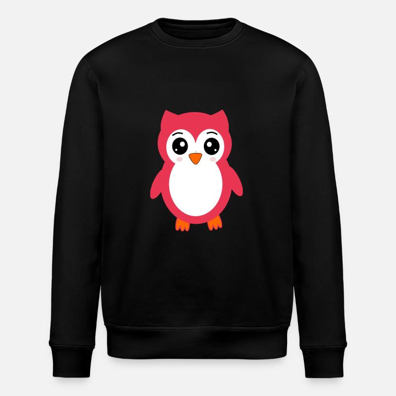 owl pink pink red - Stanley/Stella ROLLER Unisex Organic Sweatshirt - black