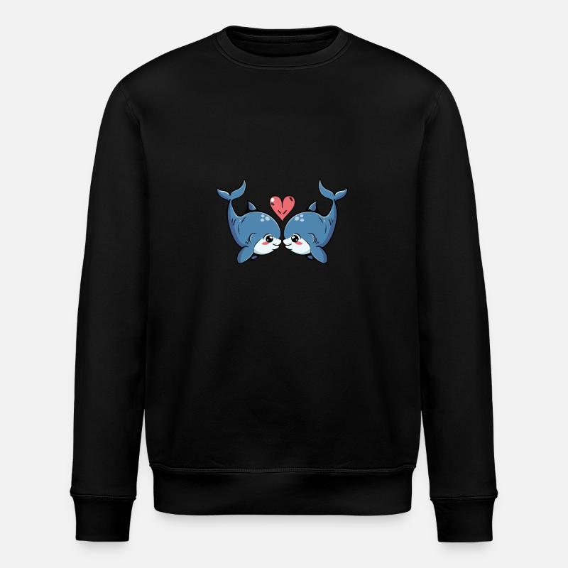 Whale Couple Valentine's Day - Stanley/Stella ROLLER Unisex Organic Sweatshirt - black
