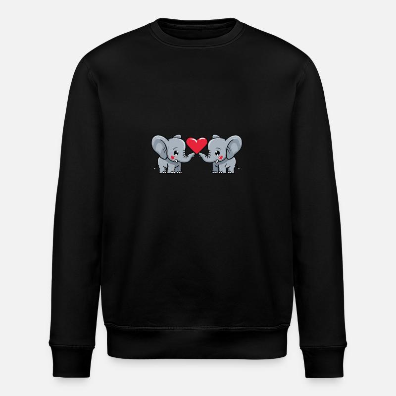 Elephant Couple Valentine's Day - Stanley/Stella ROLLER Unisex Organic Sweatshirt - black