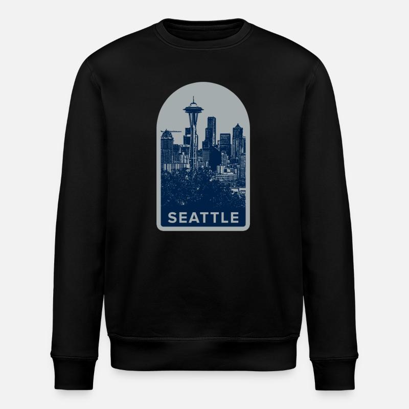 Seattle Skyline Abzeichen - Stanley/Stella Unisex Bio-Sweatshirt ROLLER - Schwarz