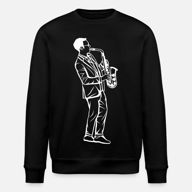 Saxophon Junge Zeichnung - Stanley/Stella Unisex Bio-Sweatshirt ROLLER - Schwarz