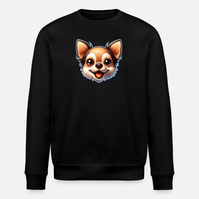 Chihuahua Hund Kopf Comic Cartoon - Stanley/Stella Unisex Bio-Sweatshirt ROLLER - Schwarz