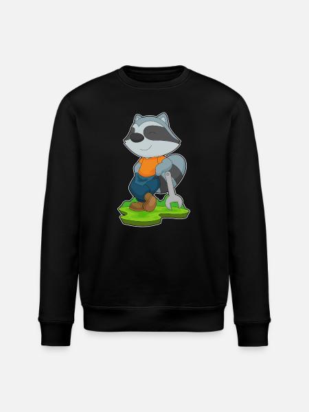 Raccoon Mechanic Wrench Workshop - Stanley/Stella ROLLER Unisex Organic Sweatshirt - black