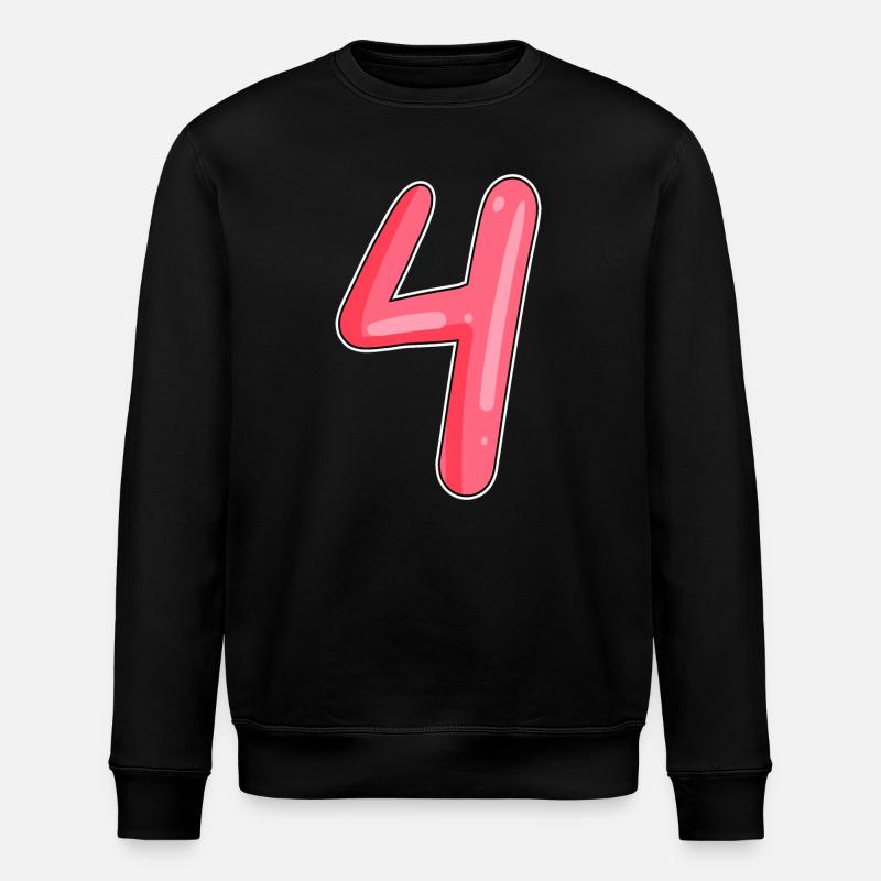4 - Vier Zahl Nummer - Stanley/Stella Unisex Bio-Sweatshirt ROLLER - Schwarz