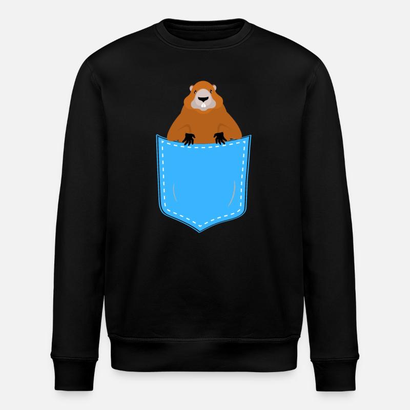 groundhog in a pocket - Stanley/Stella ROLLER Unisex Organic Sweatshirt - black