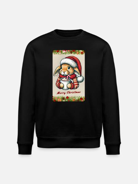 Christmas bunny with hot chocolate - Stanley/Stella ROLLER Unisex Organic Sweatshirt - black