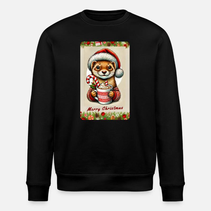 Weihnachts-Marder mit heißer Schokolade - Stanley/Stella Unisex Bio-Sweatshirt ROLLER - Schwarz