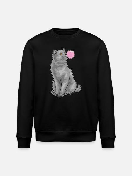 British Shorthair Chewing Gum - Stanley/Stella ROLLER Unisex Organic Sweatshirt - black
