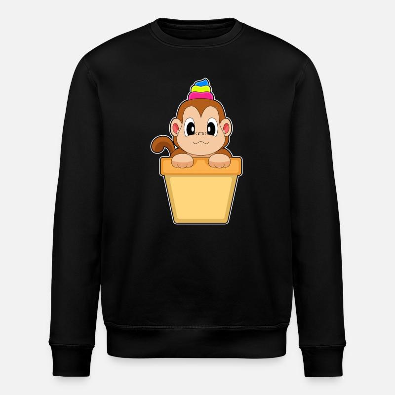 Affe Eisbecher - Stanley/Stella Unisex Bio-Sweatshirt ROLLER - Schwarz
