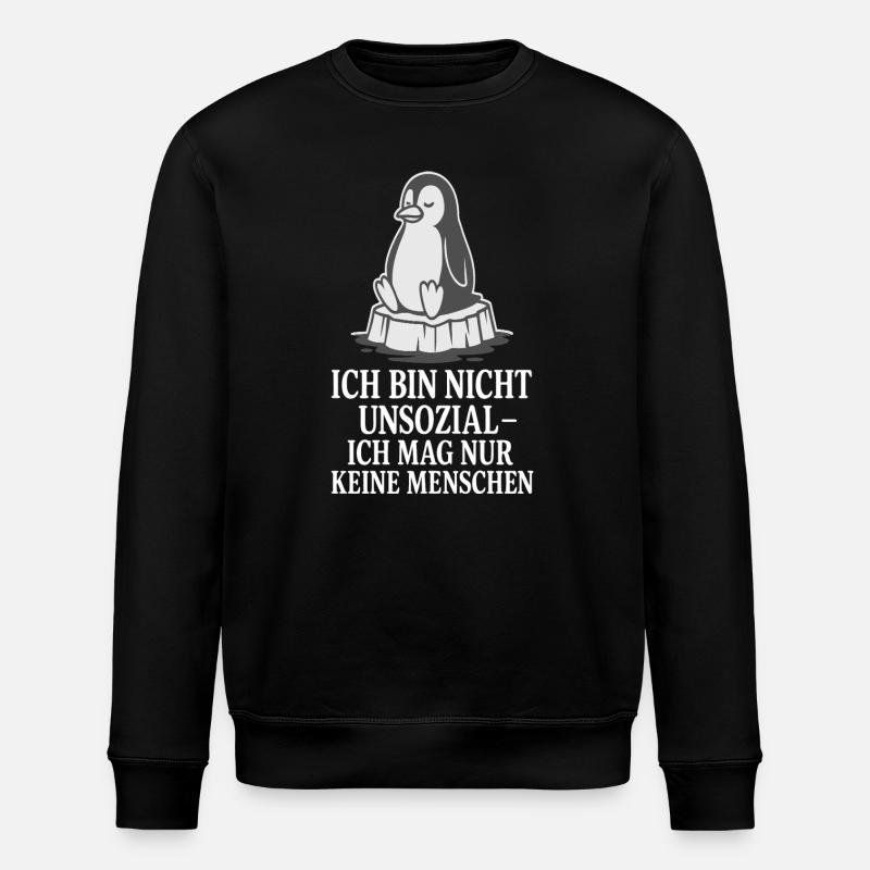Pinguin auf Eis mit Spruch - Stanley/Stella Unisex Bio-Sweatshirt ROLLER - Schwarz