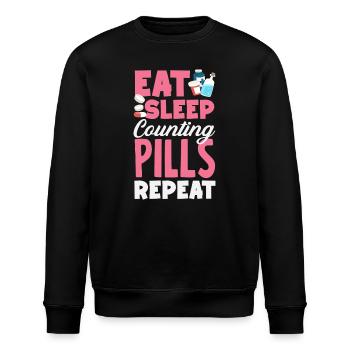 Essen Schlafen Tabletten Zählen Apotheker - Stanley/Stella Unisex Bio-Sweatshirt ROLLER - Schwarz - Vorne - Nik (191cm)