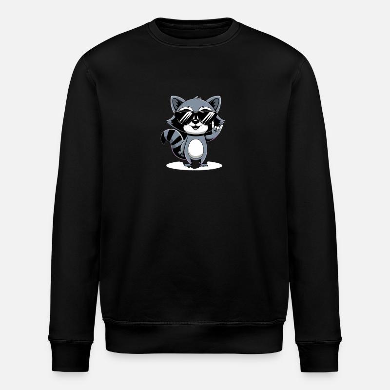 Cool raccoon with sunglasses - Stanley/Stella ROLLER Unisex Organic Sweatshirt - black