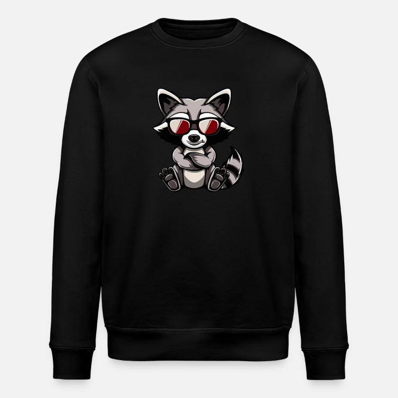 Waschbär Cool Comic - Stanley/Stella Unisex Bio-Sweatshirt ROLLER - Schwarz