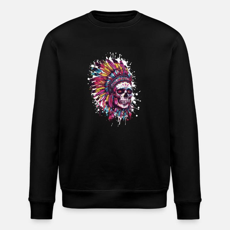 Crâne indien - Sweat bio ROLLER Stanley/Stella Unisexe - noir