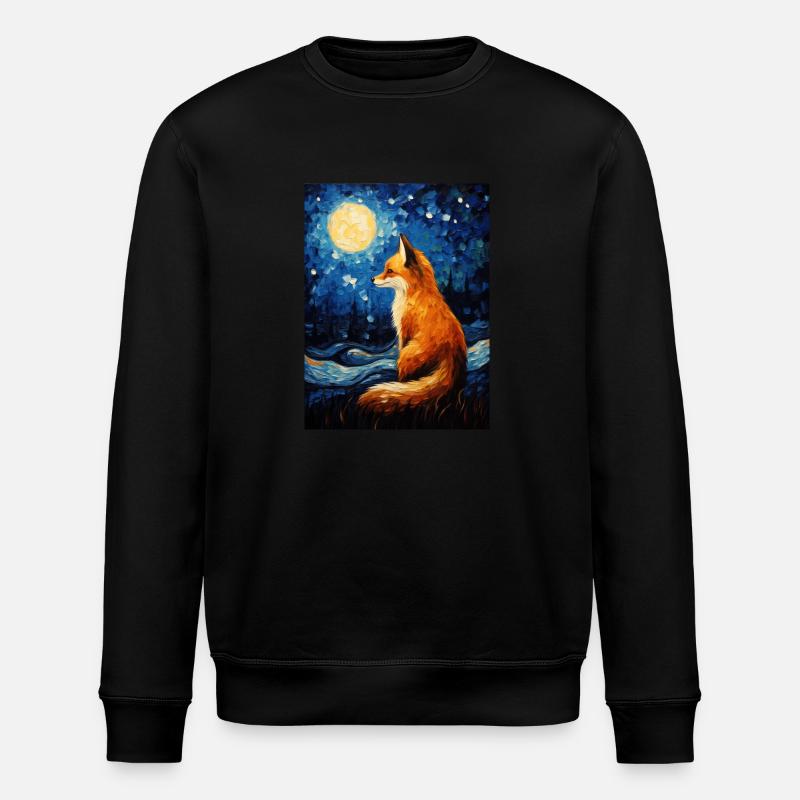Fuchs Van gogh Style - Stanley/Stella Unisex Bio-Sweatshirt ROLLER - Schwarz