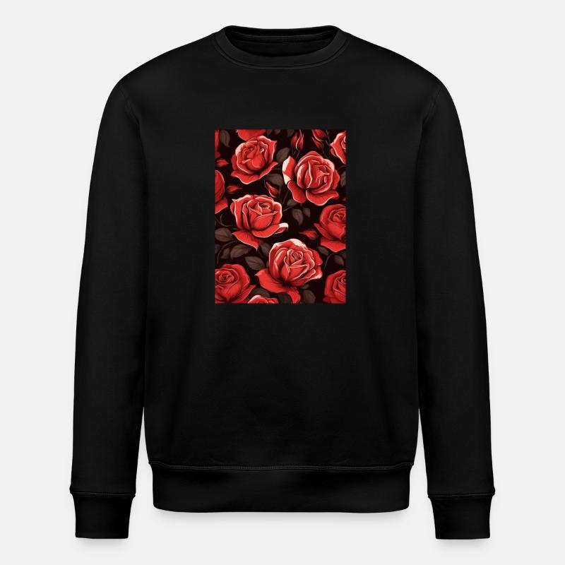Rose Pattern - Stanley/Stella ROLLER Unisex Organic Sweatshirt - black