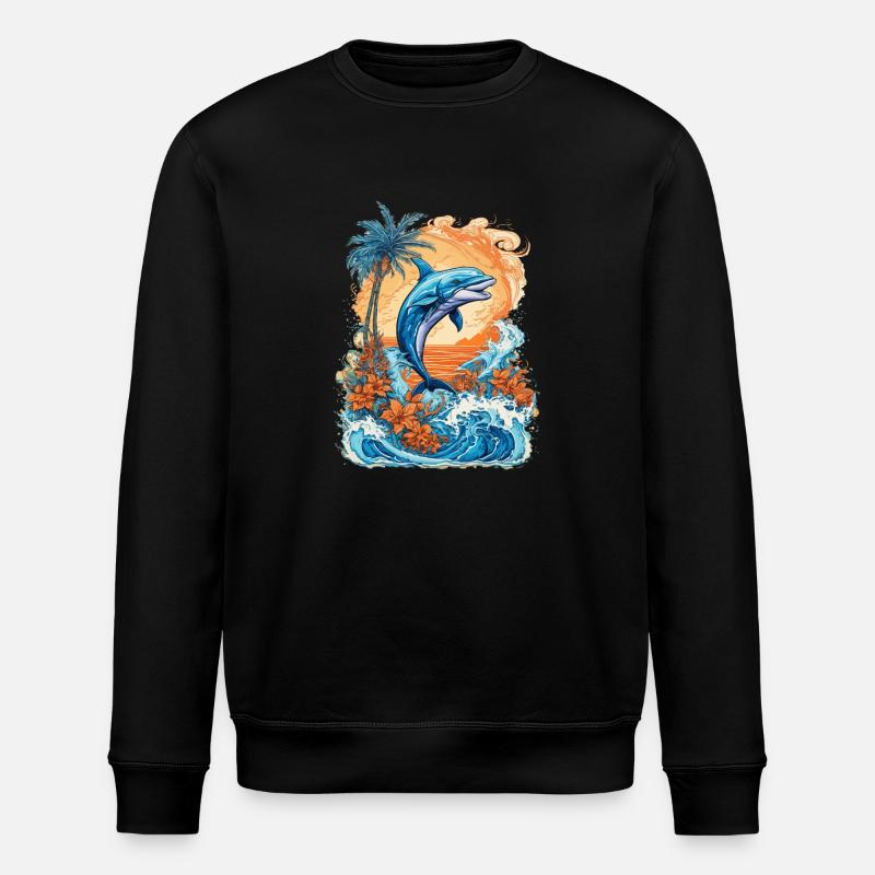 Funny Dolphin - Stanley/Stella Unisex Bio-Sweatshirt ROLLER - Schwarz
