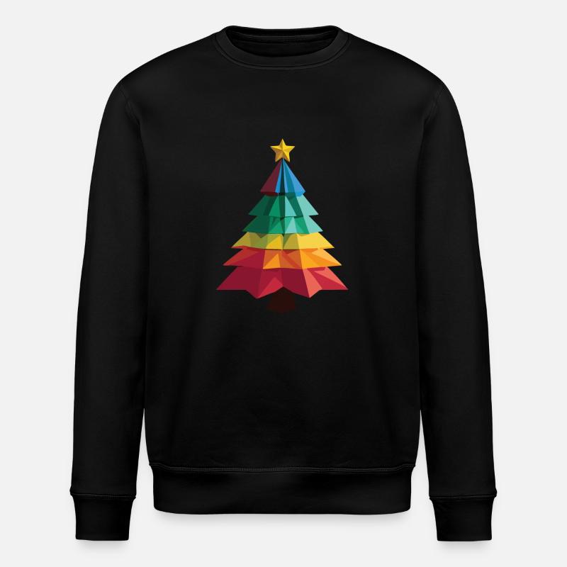 Low Poly Christmas Tree - Stanley/Stella ROLLER Unisex Organic Sweatshirt - black