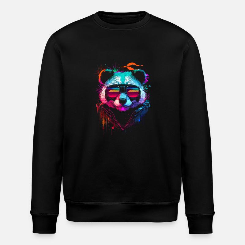 Panda hipster - Sweat bio ROLLER Stanley/Stella Unisexe - noir