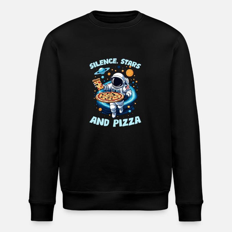 Silence Stars & Pizza - Stanley/Stella ROLLER Unisex Organic Sweatshirt - black