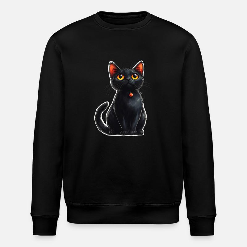 Schwarze Katze - Stanley/Stella Unisex Bio-Sweatshirt ROLLER - Schwarz