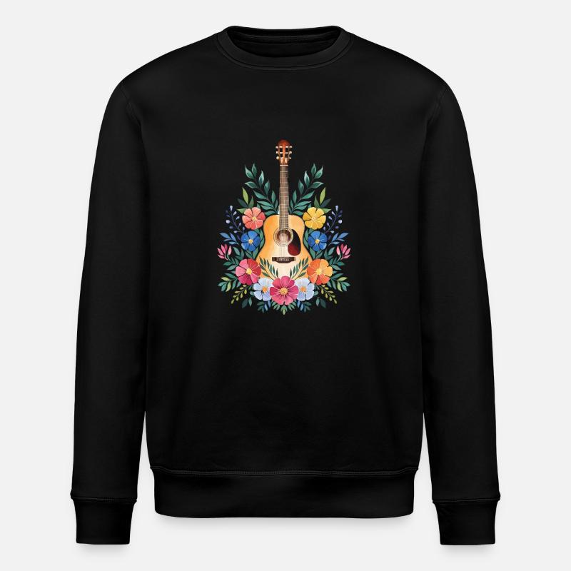 Blumige Gitarrenharmonie - Stanley/Stella Unisex Bio-Sweatshirt ROLLER - Schwarz