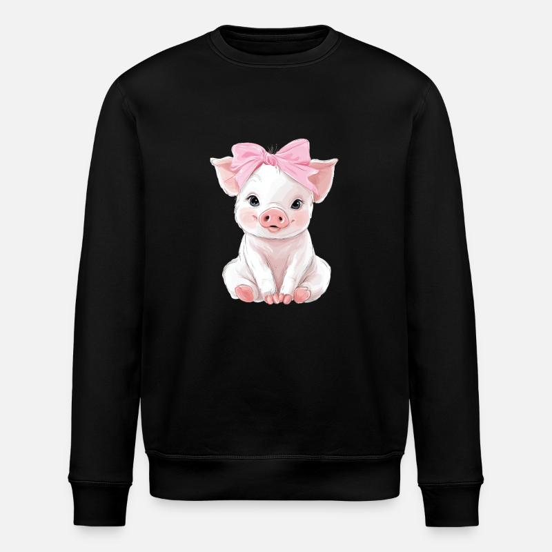 Mignon bébé cochon noeud - Sweat bio ROLLER Stanley/Stella Unisexe - noir