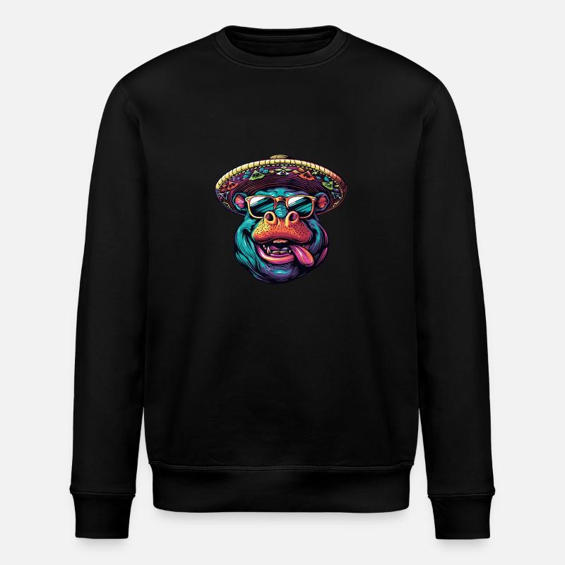 Nilpferd Lustig Sombrero - Stanley/Stella Unisex Bio-Sweatshirt ROLLER - Schwarz