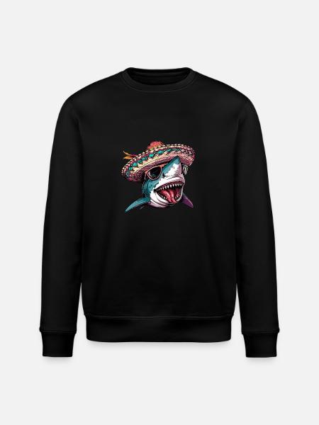 Shark Comic Funny Sombrero - Stanley/Stella ROLLER Unisex Organic Sweatshirt - black