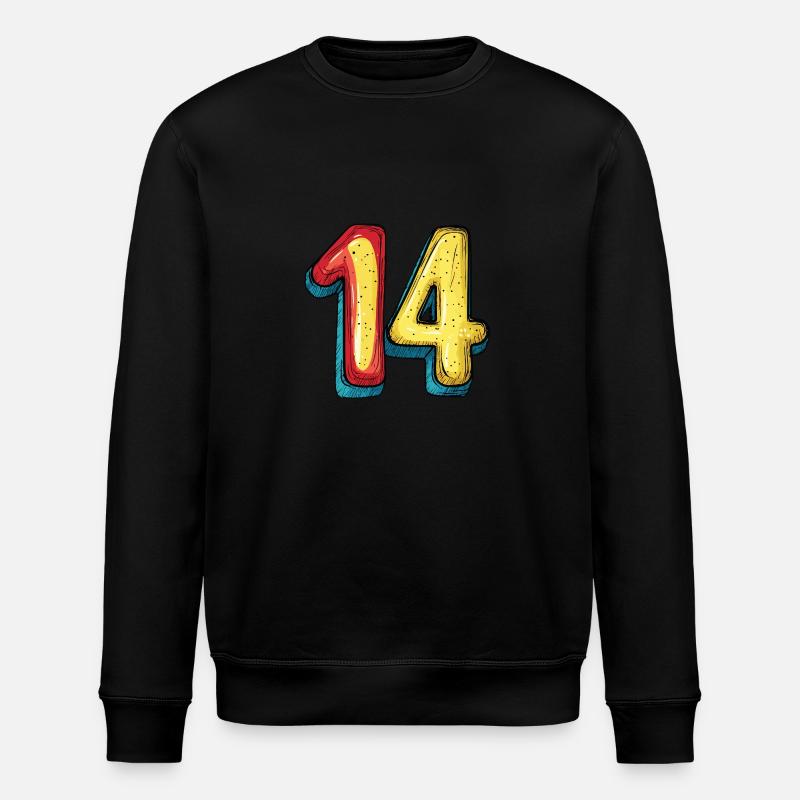 14 Zahl symbol - Stanley/Stella Unisex Bio-Sweatshirt ROLLER - Schwarz