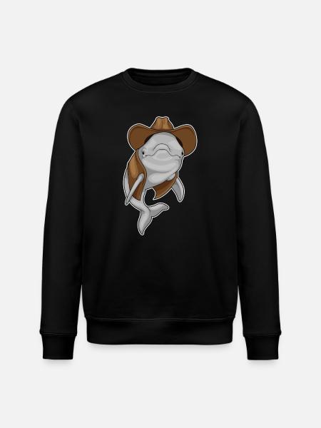 Dolphin Cowboy Cowboy Hat - Stanley/Stella ROLLER Unisex Organic Sweatshirt - black