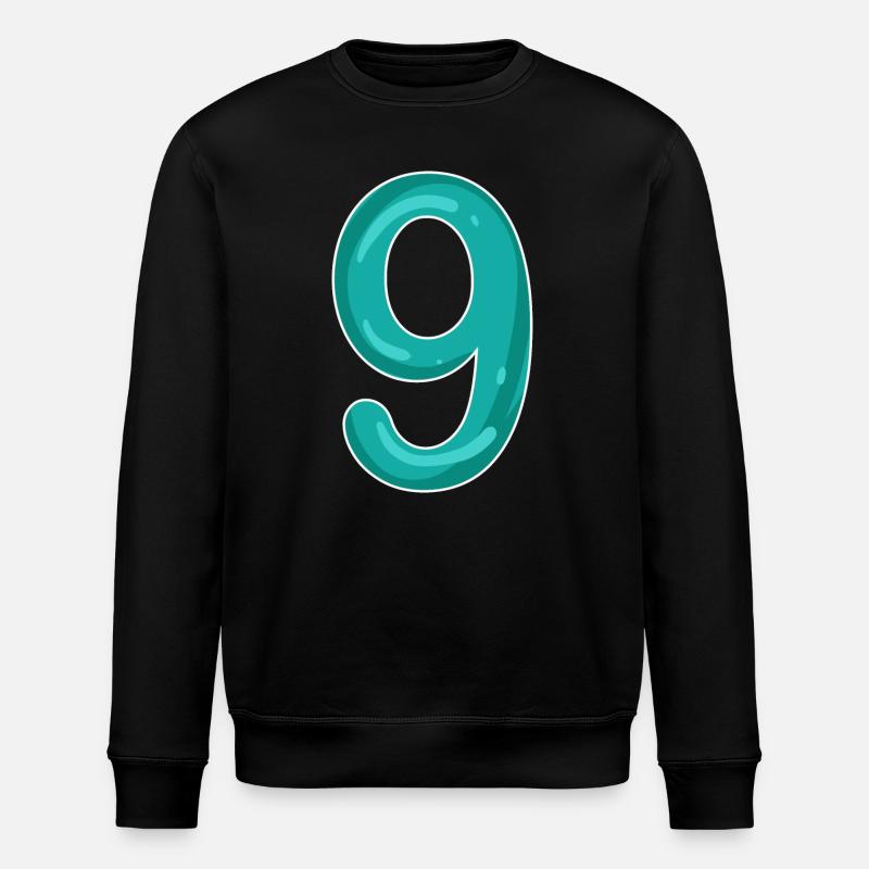 Number 9 - Nine - 9 Motif - Stanley/Stella ROLLER Unisex Organic Sweatshirt - black