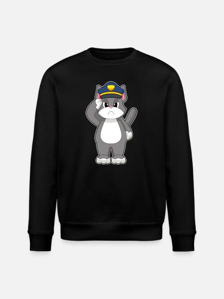 Cat, Policeman, Police - Stanley/Stella ROLLER Unisex Organic Sweatshirt - black