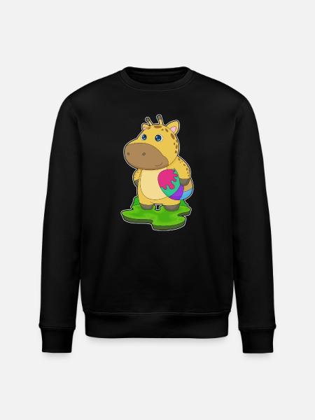 Giraffe Easter Easter Egg - Stanley/Stella ROLLER Unisex Organic Sweatshirt - black