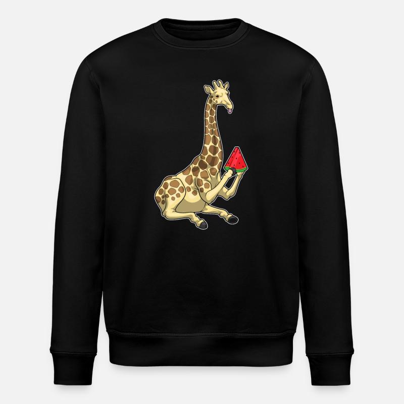 Giraffe Wassermelone - Stanley/Stella Unisex Bio-Sweatshirt ROLLER - Schwarz