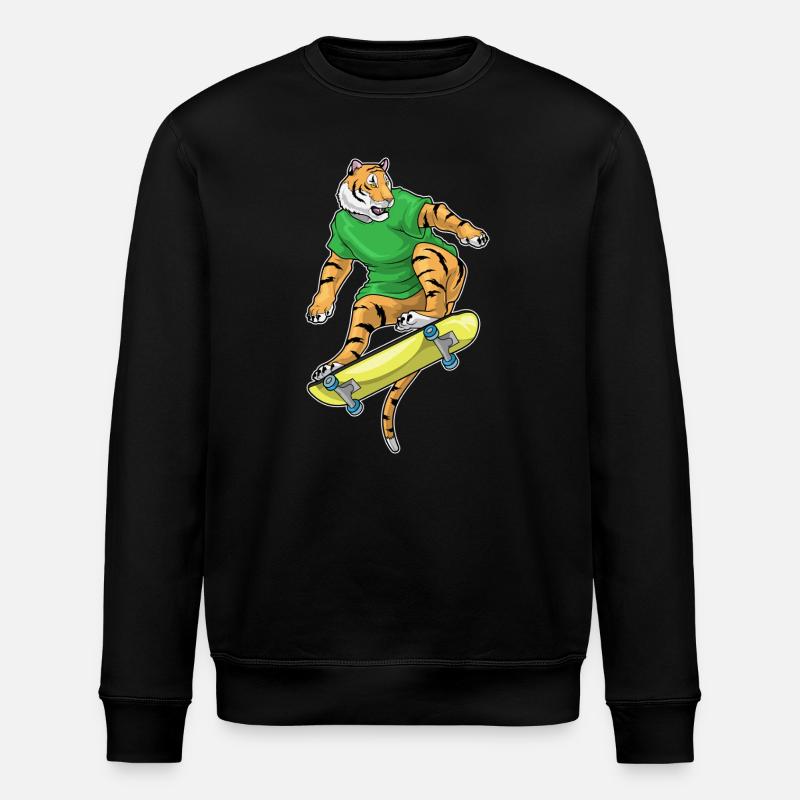 Tiger Skater Skateboard - Stanley/Stella ROLLER Unisex Organic Sweatshirt - black
