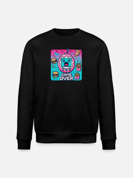 Pixel console, retro and snacks - Stanley/Stella ROLLER Unisex Organic Sweatshirt - black