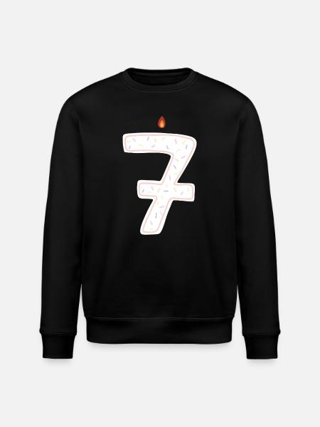 Whimsical Birthday Candle Number Seven - Stanley/Stella ROLLER Unisex Organic Sweatshirt - black