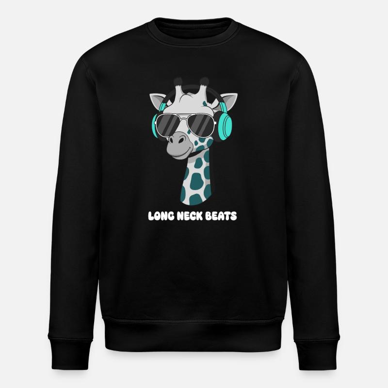 GiraffenDJ mit Kopfhörer - Stanley/Stella Unisex Bio-Sweatshirt ROLLER - Schwarz