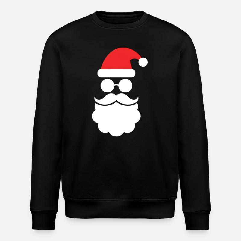 Weihnachtsmann mit Bart Minimal Kopf Design - Stanley/Stella Unisex Bio-Sweatshirt ROLLER - Schwarz