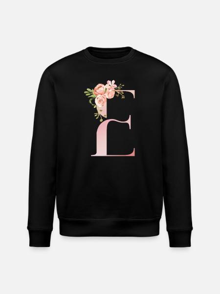 Pastel Floral Monogram E - Stanley/Stella ROLLER Unisex Organic Sweatshirt - black