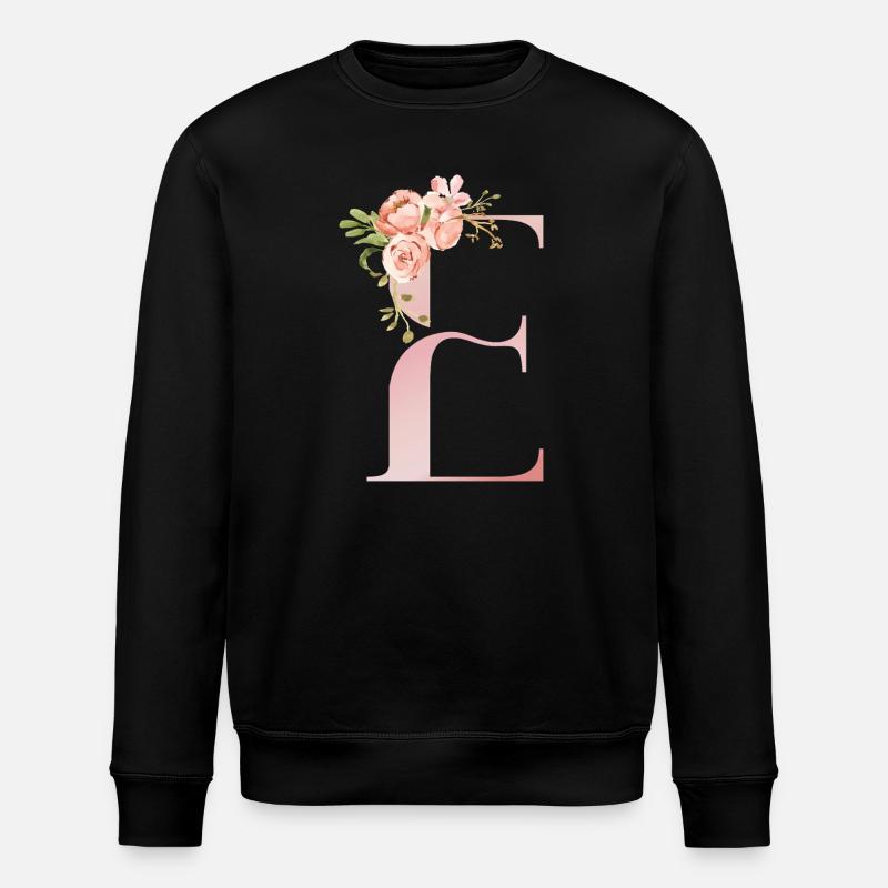 Monogramme floral pastel E - Sweat bio ROLLER Stanley/Stella Unisexe - noir