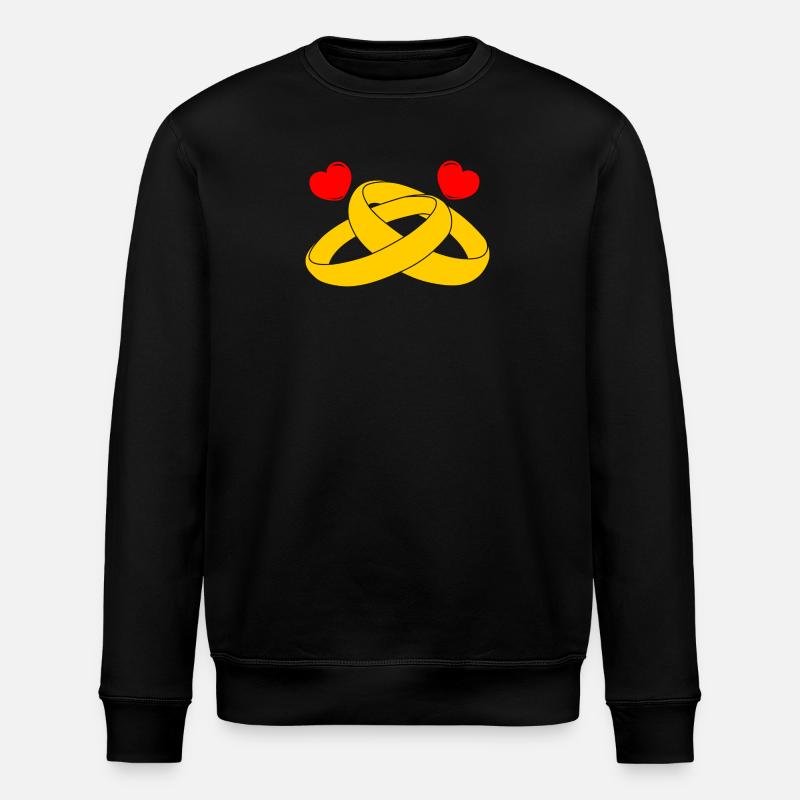 Goldene Eheringe mit Herzen - Stanley/Stella Unisex Bio-Sweatshirt ROLLER - Schwarz