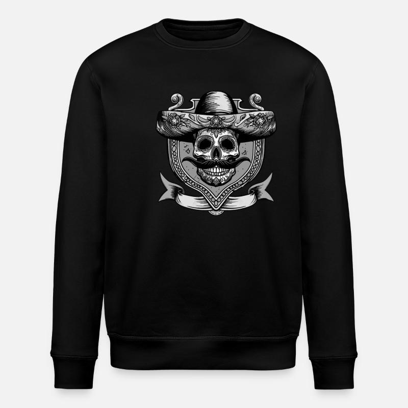 Crâne mexicain Sombrero crête - Sweat bio ROLLER Stanley/Stella Unisexe - noir