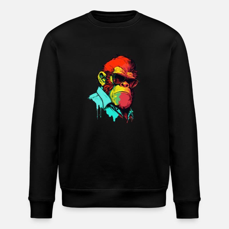 Gorilla with sunglasses - Stanley/Stella ROLLER Unisex Organic Sweatshirt - black